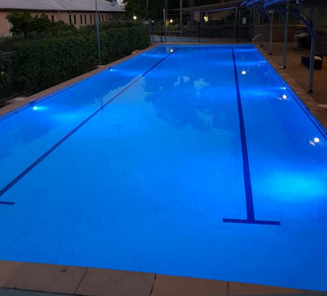 2020 Willsmere Pool LED lights evening